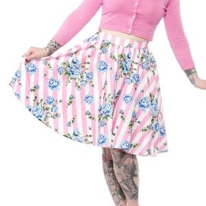 Carousel Roses Sweets Striped pinup Swing Skirt